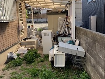 早良区N様宅　片付け草取り防草シート砂利敷工事
